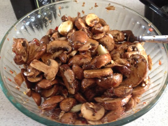 Olas & Chanclas | Roasted Marinated Mushrooms with Tortellini Pasta