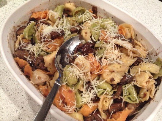 Olas & Chanclas | Roasted Marinated Mushrooms with Tortellini Pasta